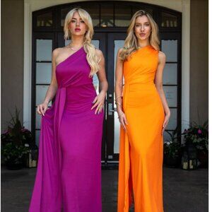One Shoulder Maxi Dress with Sash